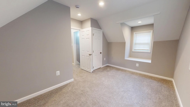 724 Overbrook Rd, Baltimore, MD 21212 - bonus room featuring vaulted ceiling, carpet floors, baseboards, and recessed lighting
