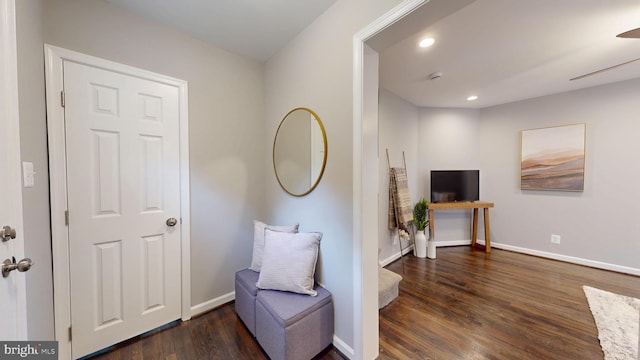 724 Overbrook Rd, Baltimore, MD 21212 - sitting room featuring wood finished floors, recessed lighting, and baseboards