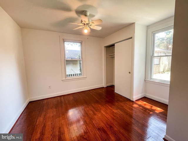 1021 Park Ave, Annapolis, MD 21403 - unfurnished bedroom featuring wood finished floors, a closet, and a ceiling fan