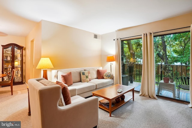 view of carpeted living area