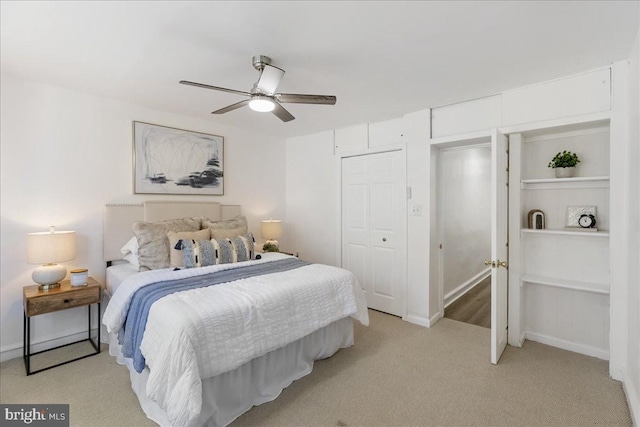1160 Jackson St, Camden, NJ 08104 - bedroom with light carpet, a closet, a ceiling fan, and baseboards