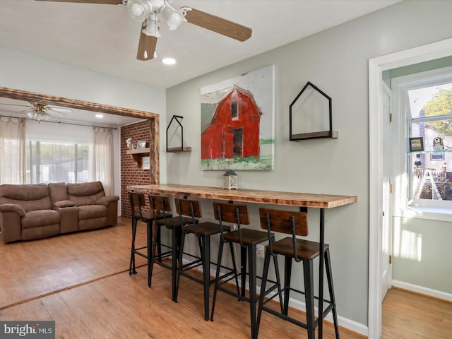 55 Powell Ln, Front Royal, VA 22630 - bar area with a ceiling fan, plenty of natural light, wood finished floors, and baseboards