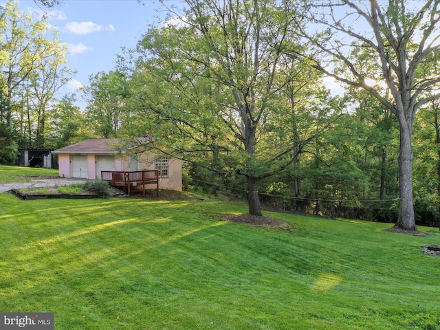 55 Powell Ln, Front Royal, VA 22630 - view of green lawn featuring a wooden deck