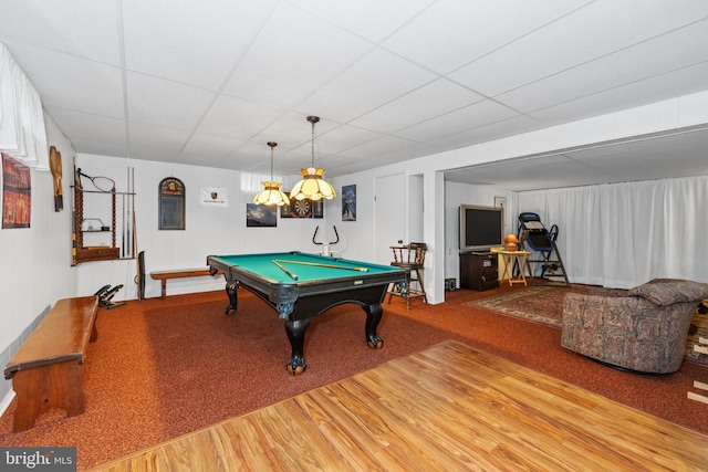 205 Hitching Post Dr, Wilmington, DE 19803 - game room with a paneled ceiling, pool table, and wood finished floors