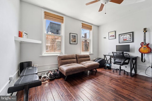 3182 Miller St, Philadelphia, PA 19134 - office space with a ceiling fan and dark wood-style floors