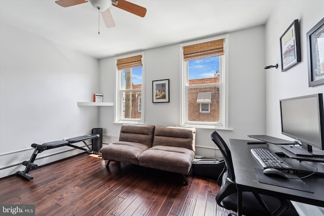 3182 Miller St, Philadelphia, PA 19134 - office area featuring ceiling fan and wood finished floors