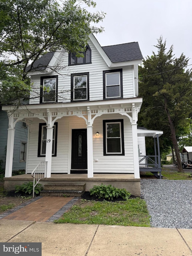 19 E Main St, Salem, NJ 08079 - view of front of home with covered porch and a shingled roof