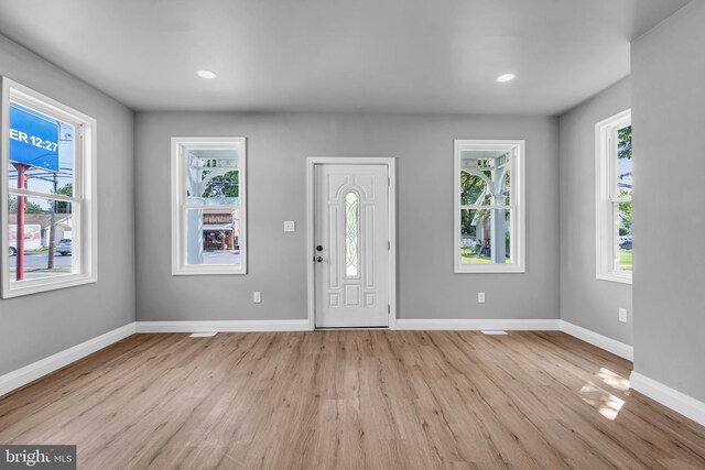 19 E Main St, Salem, NJ 08079 - entrance foyer with light wood-style flooring, baseboards, and recessed lighting