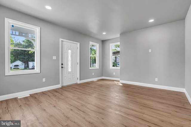 19 E Main St, Salem, NJ 08079 - foyer with light wood-style flooring, baseboards, and recessed lighting