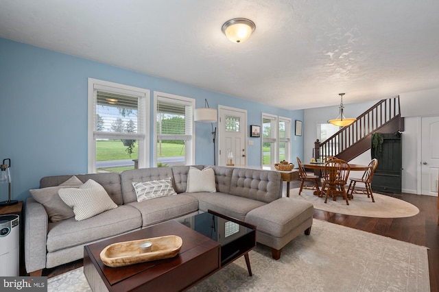63 W Hanover St, Gettysburg, PA 17325 - living area featuring stairway, plenty of natural light, and wood finished floors