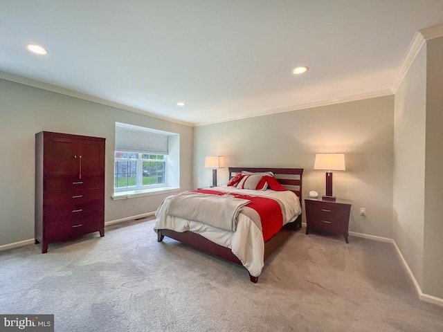 33 Laurel Cir, Newtown, PA 18940 - bedroom featuring ornamental molding, baseboards, light carpet, and recessed lighting