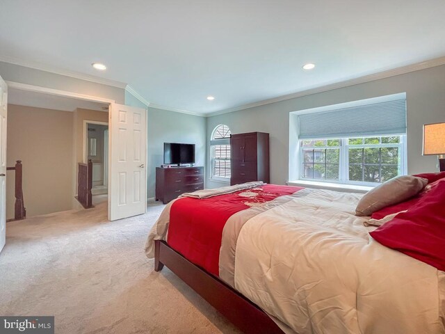 33 Laurel Cir, Newtown, PA 18940 - bedroom with ornamental molding, light colored carpet, and recessed lighting