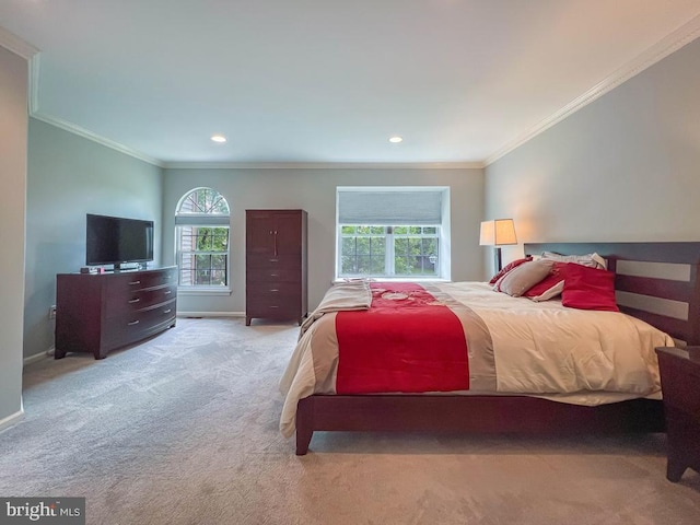 33 Laurel Cir, Newtown, PA 18940 - bedroom with multiple windows, carpet flooring, crown molding, baseboards, and recessed lighting