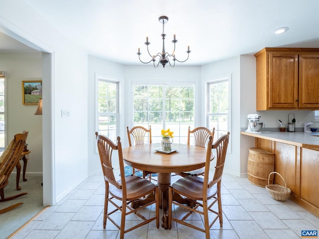 3919 Ruritan Lake Rd, Palmyra, VA 22963 - dining area with a chandelier, recessed lighting, and baseboards