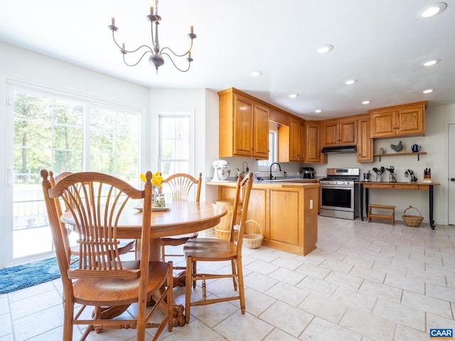 3919 Ruritan Lake Rd, Palmyra, VA 22963 - dining room featuring recessed lighting and a chandelier