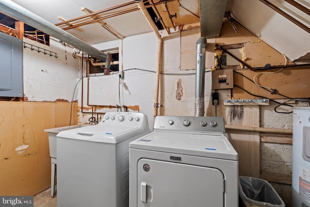 10699 Harding Rd, Laurel, MD 20723 - laundry area with washer and dryer, electric water heater, and electric panel