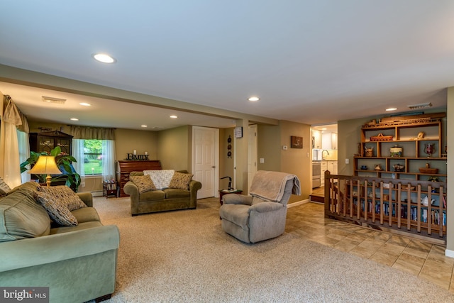 1626 Lampeter Rd, Lancaster, PA 17602 - living area featuring recessed lighting, baseboards, and a baseboard heating unit