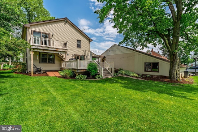 1626 Lampeter Rd, Lancaster, PA 17602 - rear view of house featuring a deck, stairs, and a yard