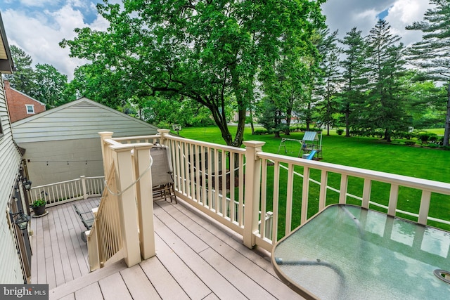 1626 Lampeter Rd, Lancaster, PA 17602 - wooden terrace featuring a playground, a lawn, and view of scattered trees