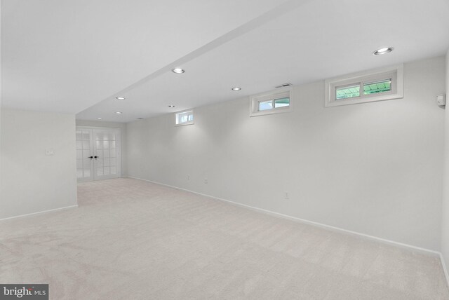 2619 Stone Mountain Ct, Herndon, VA 20170 - basement with light colored carpet, baseboards, plenty of natural light, and recessed lighting