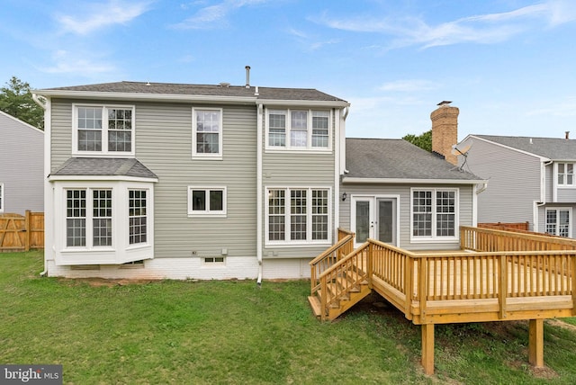 2619 Stone Mountain Ct, Herndon, VA 20170 - rear view of property with a deck, roof with shingles, and french doors