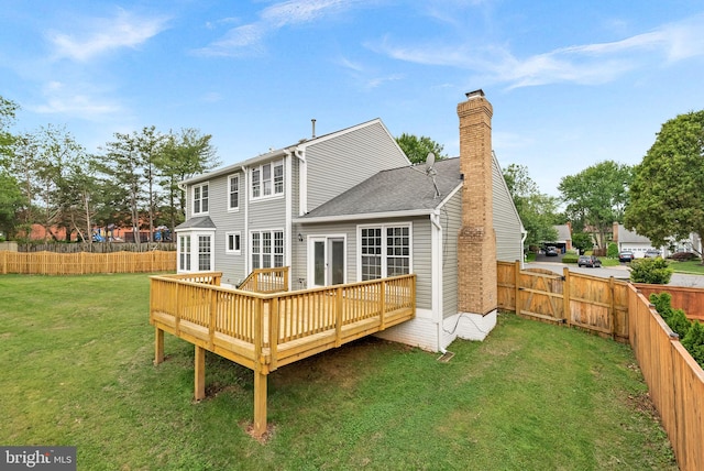 2619 Stone Mountain Ct, Herndon, VA 20170 - rear view of property featuring a wooden deck and a chimney