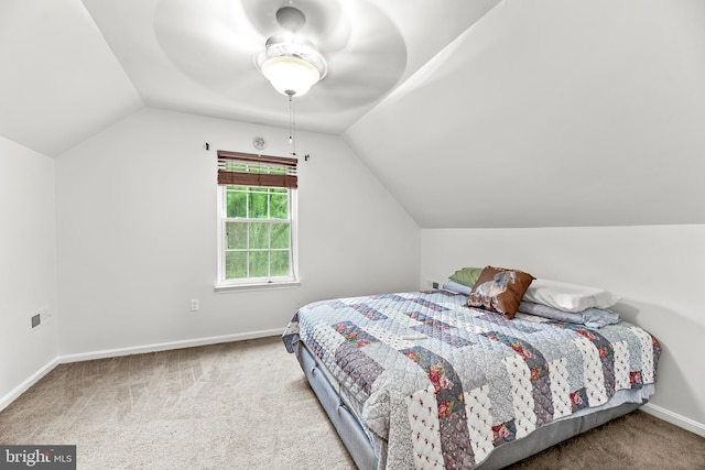 8328 Ridge View Rd, Lusby, MD 20657 - carpeted bedroom with lofted ceiling, baseboards, and a ceiling fan