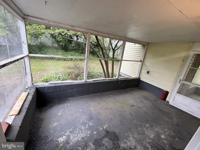 view of unfurnished sunroom
