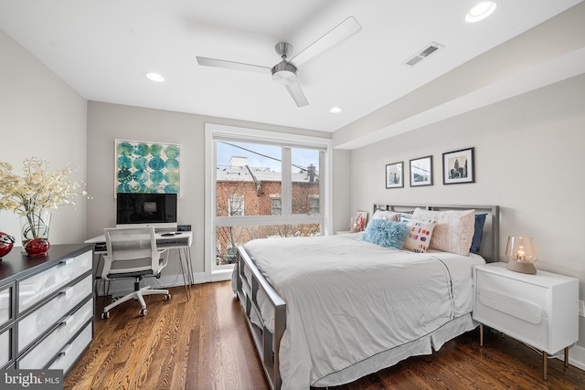 721 S Smedley St, Philadelphia, PA 19146 - bedroom with wood finished floors, recessed lighting, ceiling fan, and baseboards