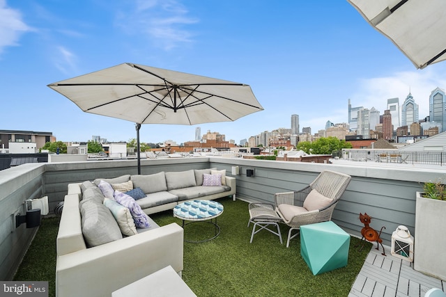 721 S Smedley St, Philadelphia, PA 19146 - view of patio / terrace featuring an outdoor living space, a view of skyline, and a balcony
