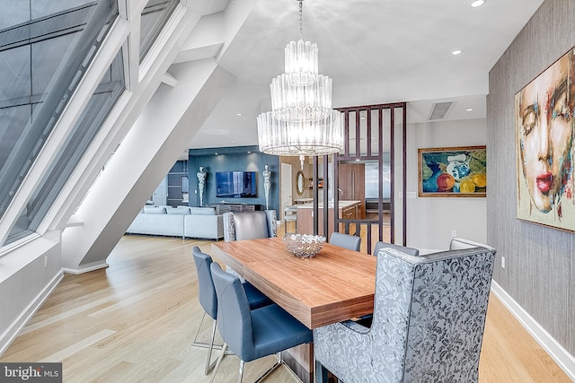 50 S 16th St Unit 5401, Philadelphia, PA 19102 - dining area featuring a chandelier, wood finished floors, recessed lighting, and baseboards