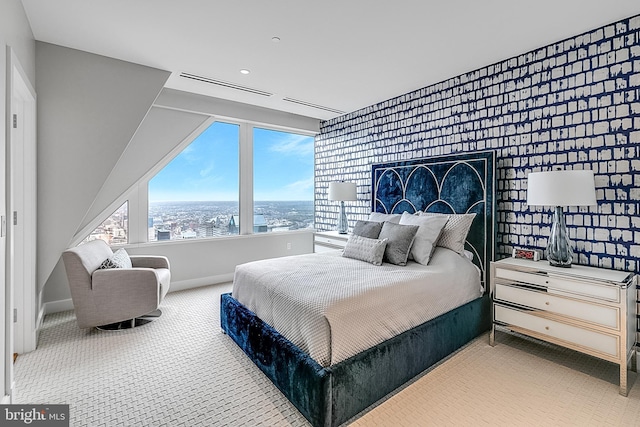 50 S 16th St Unit 5401, Philadelphia, PA 19102 - bedroom featuring baseboards, carpet flooring, a city view, and recessed lighting