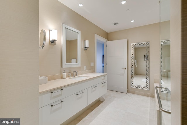 50 S 16th St Unit 5401, Philadelphia, PA 19102 - bathroom featuring vanity, recessed lighting, and tile patterned flooring