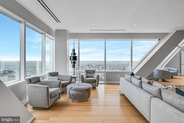 50 S 16th St Unit 5401, Philadelphia, PA 19102 - living room featuring light wood-style floors and recessed lighting