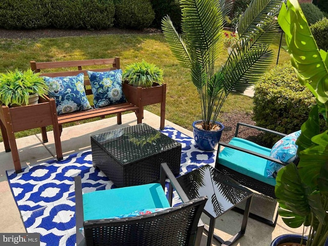 view of patio featuring an outdoor living space