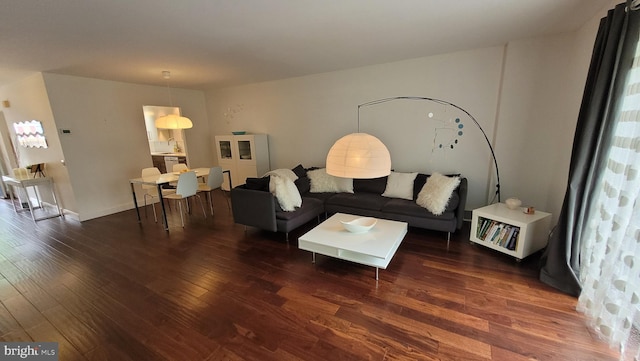 living room with hardwood / wood-style flooring
