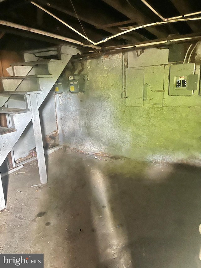 435 S Augusta Ave, Baltimore, MD 21229 - unfinished basement featuring electric panel and gas meter