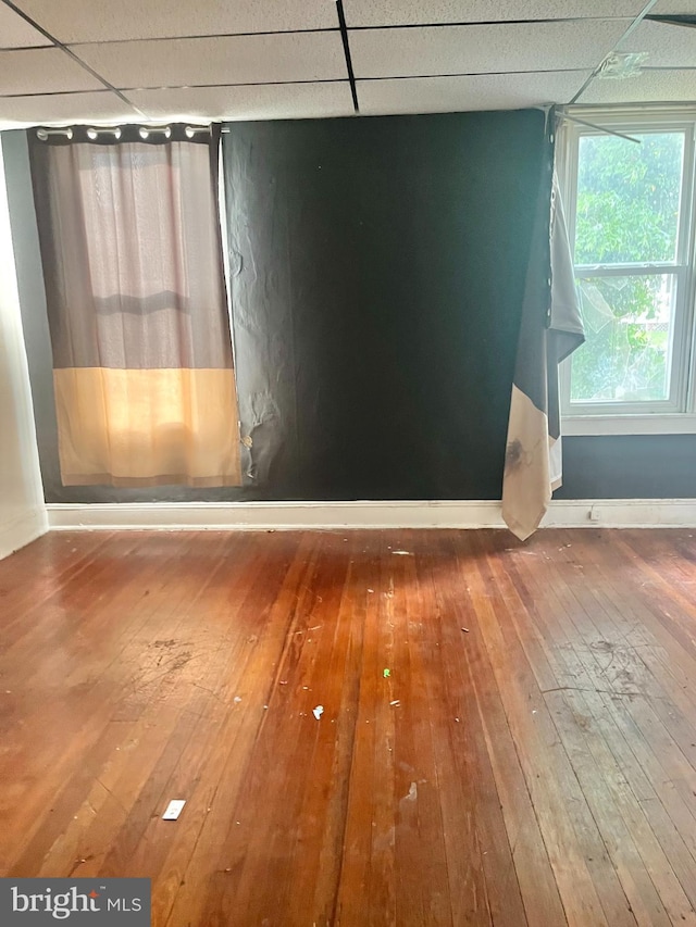 435 S Augusta Ave, Baltimore, MD 21229 - spare room featuring wood-type flooring, baseboards, and a drop ceiling