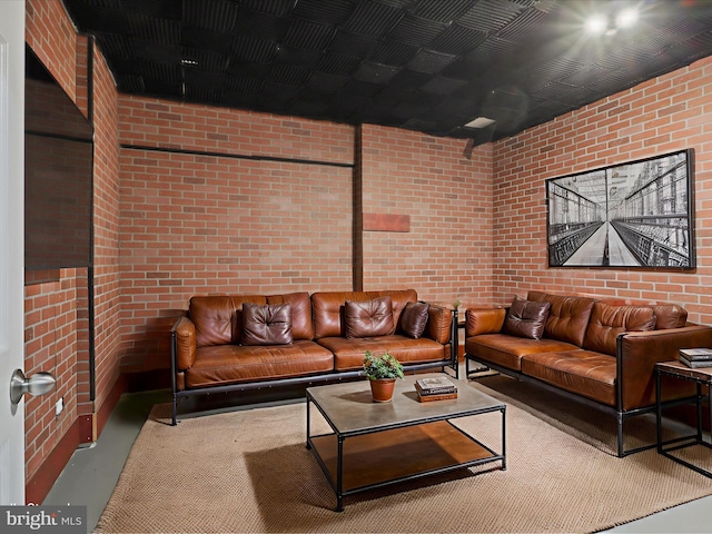 17494 Lethridge Cir, Round Hill, VA 20141 - living room featuring brick wall