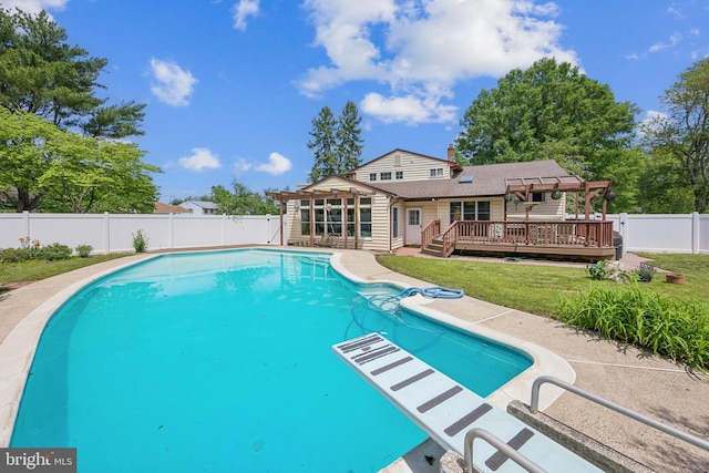 2 Tomahawk Dr, Marlton, NJ 08053 - view of pool featuring a deck and a diving board