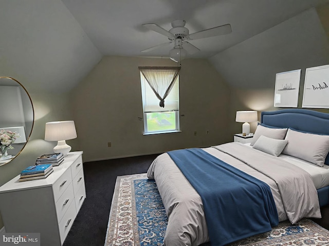 11565 Timberbrook Dr, Waldorf, MD 20601 - bedroom with vaulted ceiling, dark colored carpet, and a ceiling fan