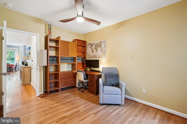 1725 Willard St NW Unit 3, Washington, DC 20009 - home office featuring a ceiling fan and light wood finished floors