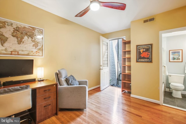 1725 Willard St NW Unit 3, Washington, DC 20009 - office area with a ceiling fan and light wood-type flooring