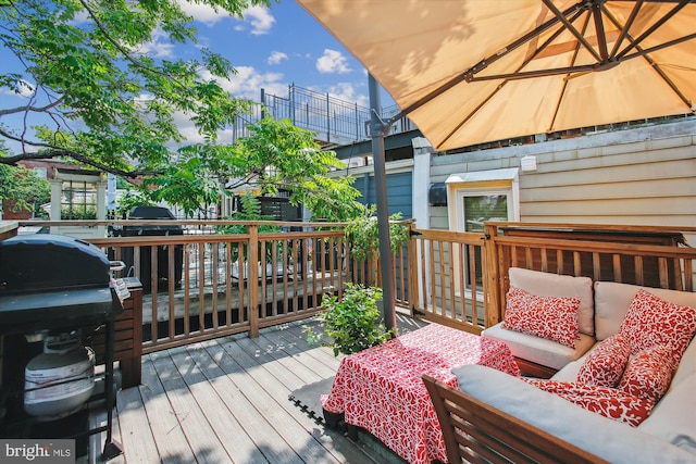1725 Willard St NW Unit 3, Washington, DC 20009 - wooden deck featuring area for grilling and an outdoor living space