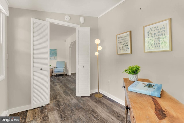 735 Shore Dr, Edgewater, MD 21037 - corridor featuring dark wood-style flooring and baseboards