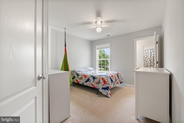 42030 Zircon Dr, Aldie, VA 20105 - bedroom with light carpet, ceiling fan, and baseboards