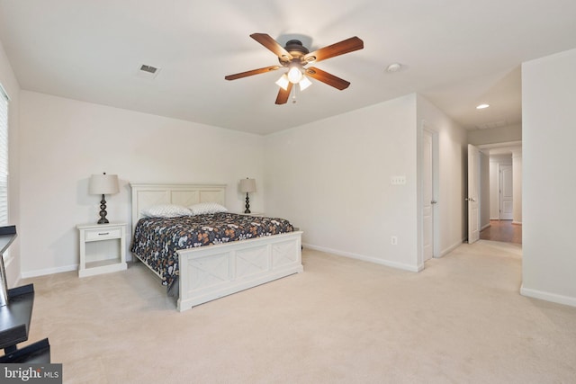 42030 Zircon Dr, Aldie, VA 20105 - bedroom with light carpet, baseboards, and ceiling fan