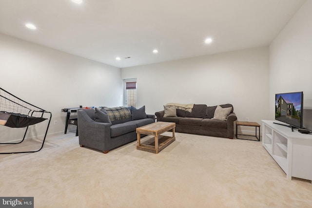 42030 Zircon Dr, Aldie, VA 20105 - living room featuring light carpet, recessed lighting, and baseboards