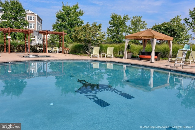 42030 Zircon Dr, Aldie, VA 20105 - community pool featuring a pergola, a gazebo, and a patio