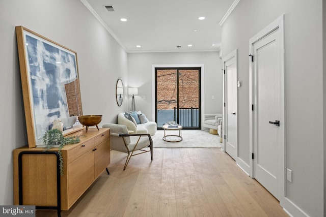 1407 1st St NW Unit 1, Washington, DC 20001 - living area with light wood finished floors, ornamental molding, and recessed lighting